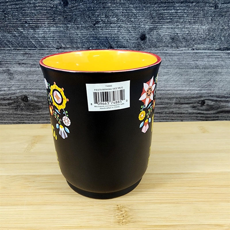 Load image into Gallery viewer, Mexican Coffee Mug Fiesta Like There's No Mañana Ceramic Black Cup by Blue Sky