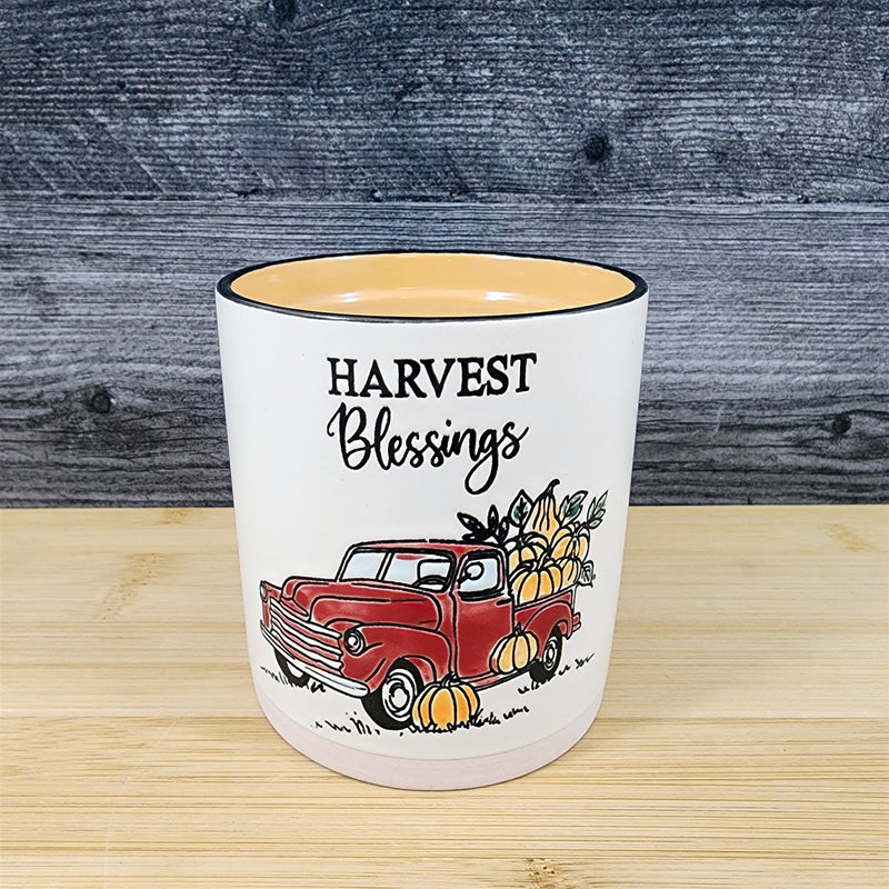 Load image into Gallery viewer, Harvest Blessing Christmas Morning Scented Candle Soy Pumpkin Red Truck Blue Sky
