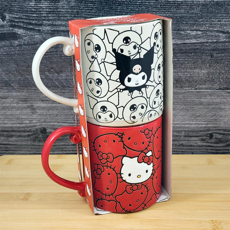 Load image into Gallery viewer, Hello Kitty Coffee Mug Set with Kuromi Ceramic Tea Cup Red & Black Blue Sky 21oz