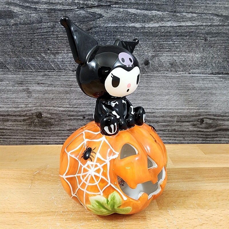 Load image into Gallery viewer, Kuromi Skeleton Halloween Tealight Candle Holder House Ceramic Pumpkin Blue Sky