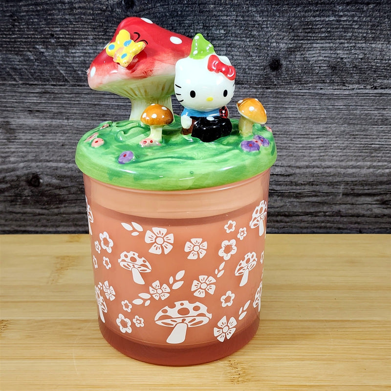 Load image into Gallery viewer, My Melody Hello Kitty Lidded Glass Candle Mushroom Peony Melon Scent by Blue Sky