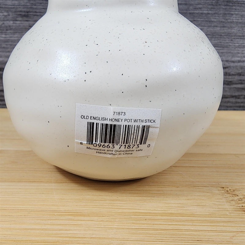 Load image into Gallery viewer, Old English Honey Pot Canister Ceramic With Wood Dipper Stick By Blue Sky