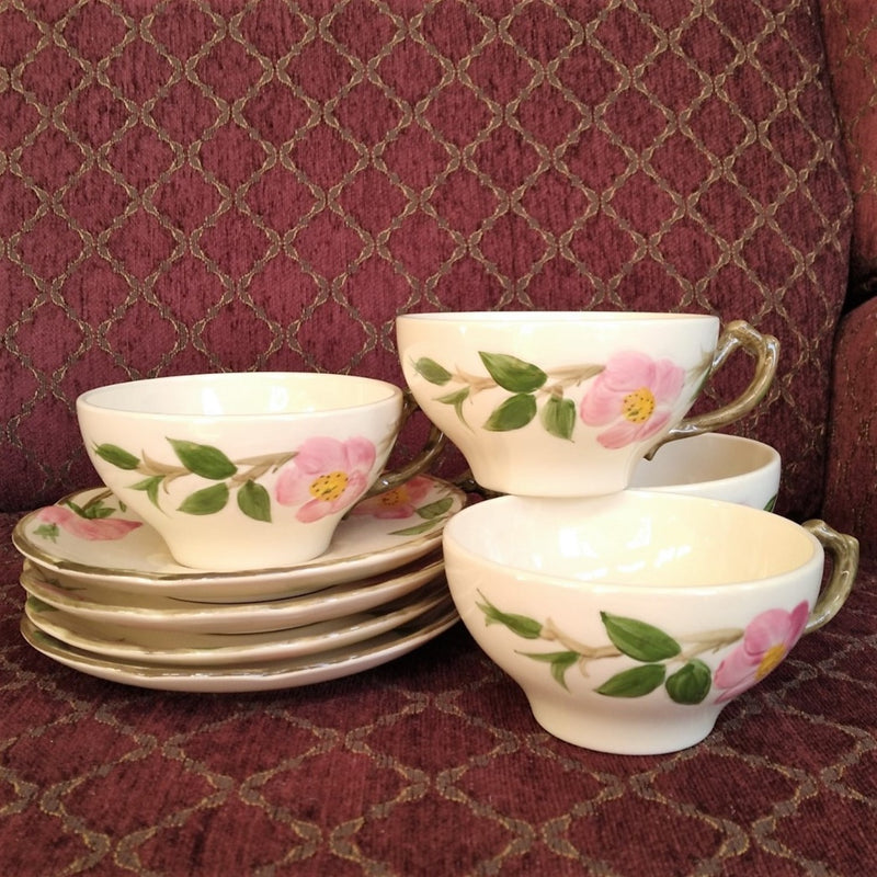 Load image into Gallery viewer, Franciscan Desert Rose Tea Cup Saucer Set of 4 Coffee Mugs Mix of USA & England