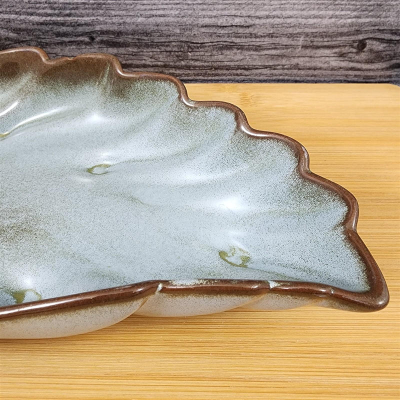 Load image into Gallery viewer, Frankoma Plainsman Woodland Moss Pottery Leaf Dish Bowl Blue Brown Green 9"