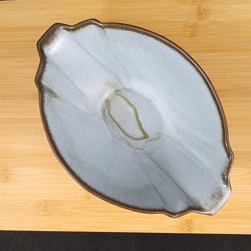 Load image into Gallery viewer, Frankoma Plainsman Woodland Moss Pottery Oval Vegetable Bowl Blue Brown Green 9"