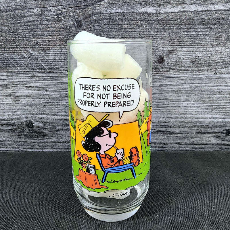 Load image into Gallery viewer, Peanuts Lucy McDonalds Drinking Glass Vintage Schultz Cartoon Tumbler 1968
