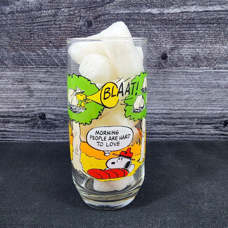 Load image into Gallery viewer, Peanuts Camp Snoopy McDonalds Drinking Glass Vintage Schultz Cartoon Tumbler