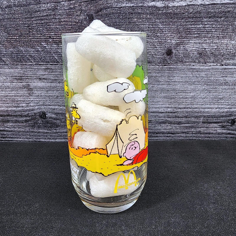 Load image into Gallery viewer, Peanuts Camp Snoopy McDonalds Drinking Glass Vintage Schultz Cartoon Tumbler