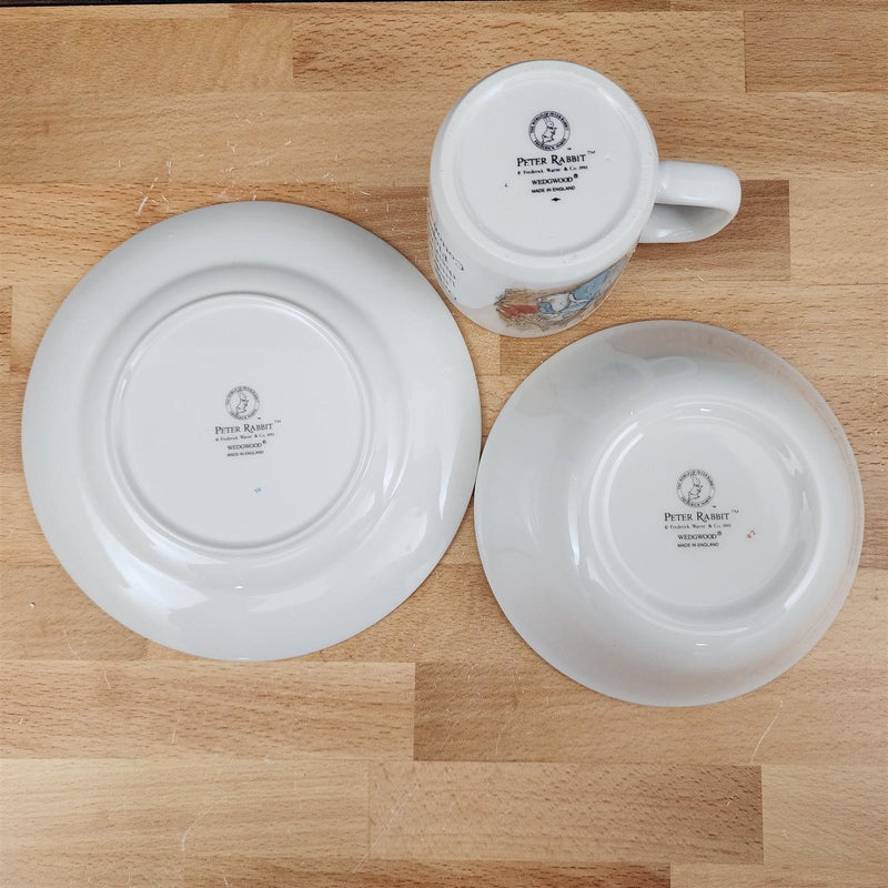 Load image into Gallery viewer, Wedgwood Peter Rabbit Child's 3-Piece Set Plate Bowl Cup Nib Beatrix Potter