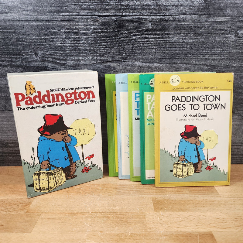 Load image into Gallery viewer, Paddington Bear Vintage Box Set 5 Books Dell Yearling Michael Bond Peggy Fortnum