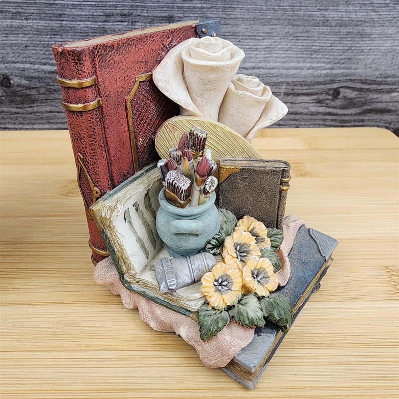 Load image into Gallery viewer, Book Ends Floral Decor Victorian Roses, Candle & Classic Books