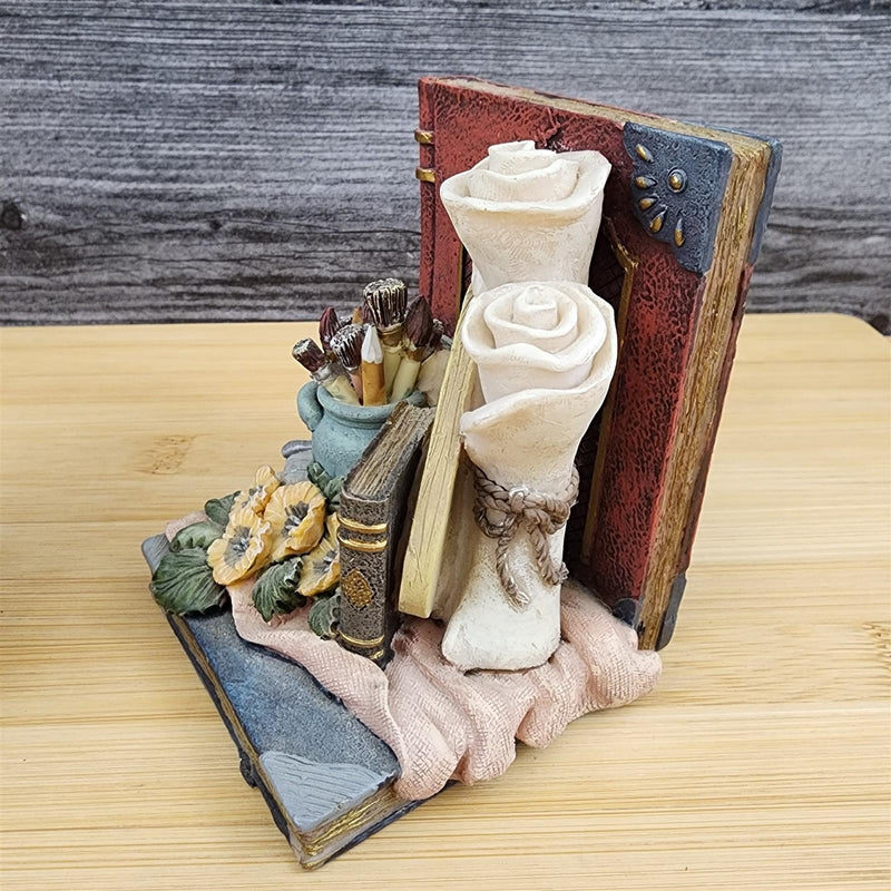 Load image into Gallery viewer, Book Ends Floral Decor Victorian Roses, Candle & Classic Books