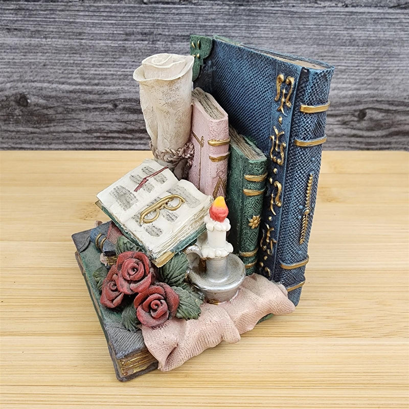Load image into Gallery viewer, Book Ends Floral Decor Victorian Roses, Candle & Classic Books