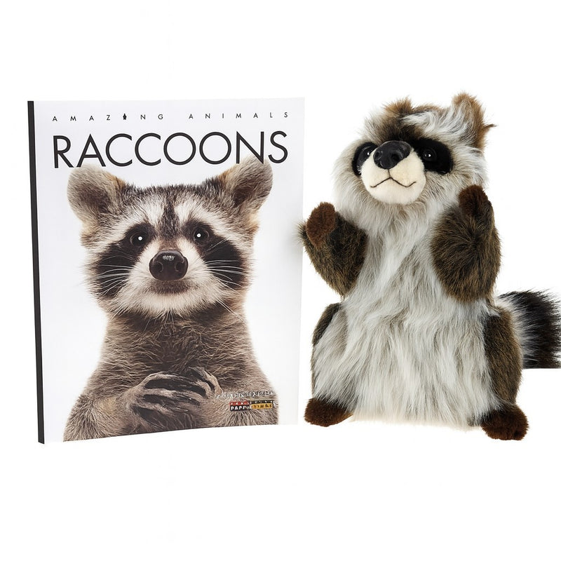 Load image into Gallery viewer, Raccoon Hand Puppet & Book Set Animal Educational Reading Imaginative Play Hansa