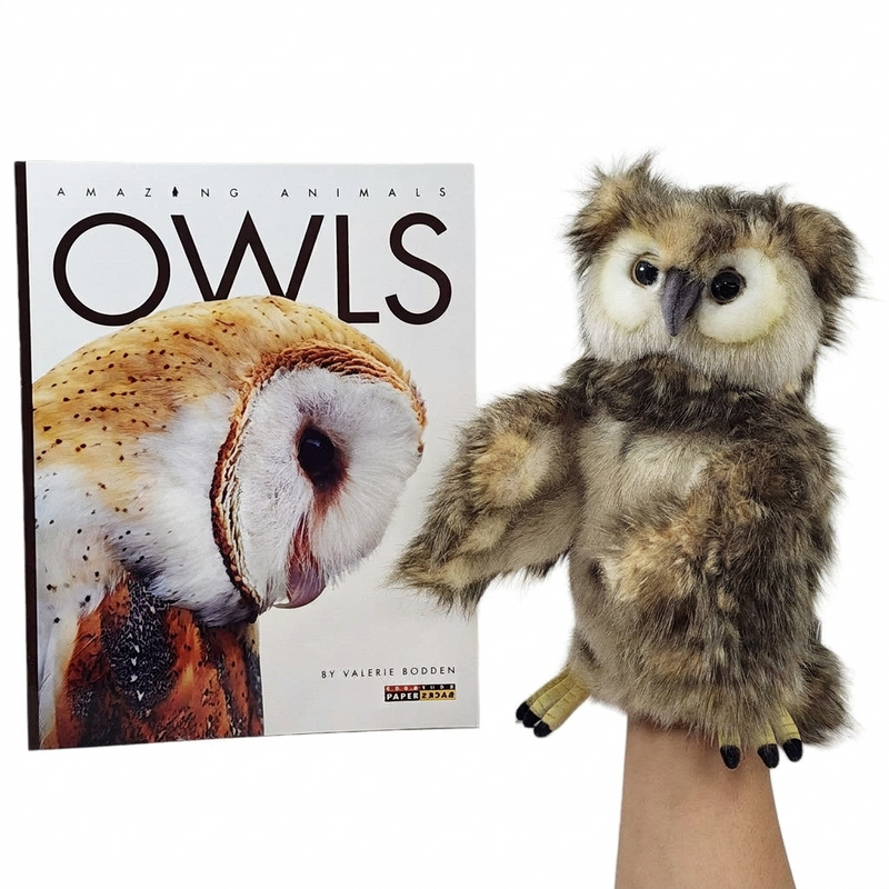 Load image into Gallery viewer, Owl Hand Puppet and Book Set Animal Educational Reading Imaginative Play Hansa