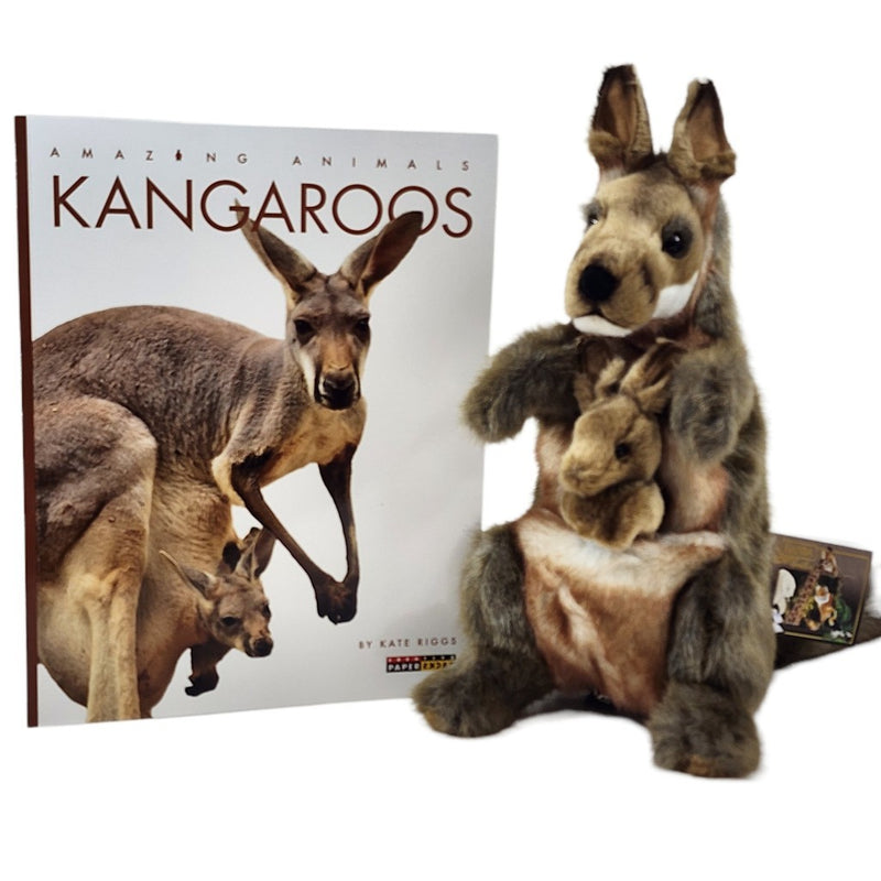 Load image into Gallery viewer, Kangaroo Hand Puppet Book Set Animal Educational Reading Imaginative Play Hansa