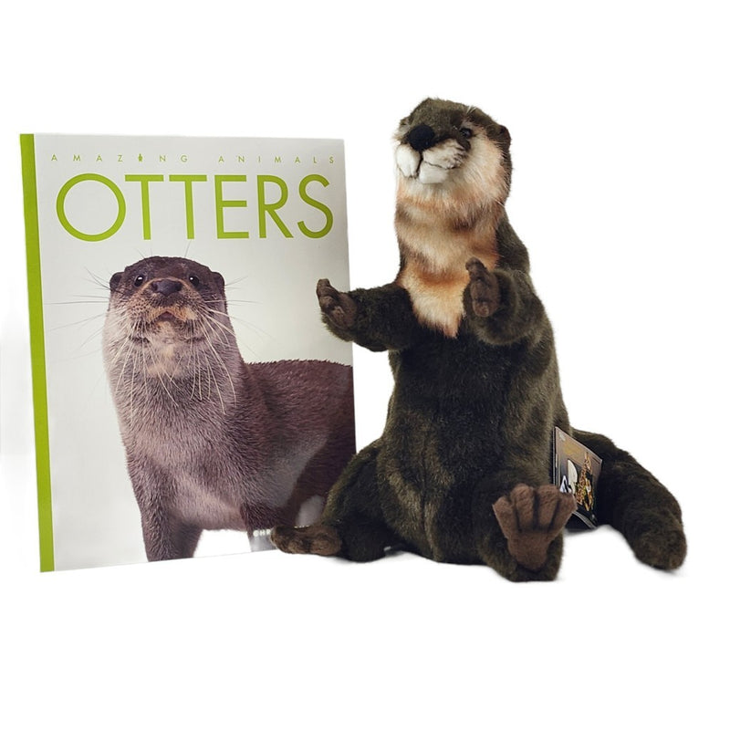 Load image into Gallery viewer, Otter Hand Puppet and Book Set Animal Educational Reading imaginative play Hansa