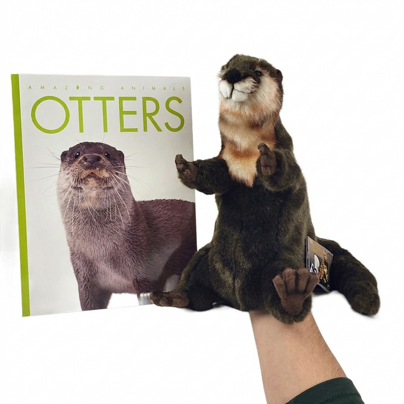 Load image into Gallery viewer, Otter Hand Puppet and Book Set Animal Educational Reading imaginative play Hansa