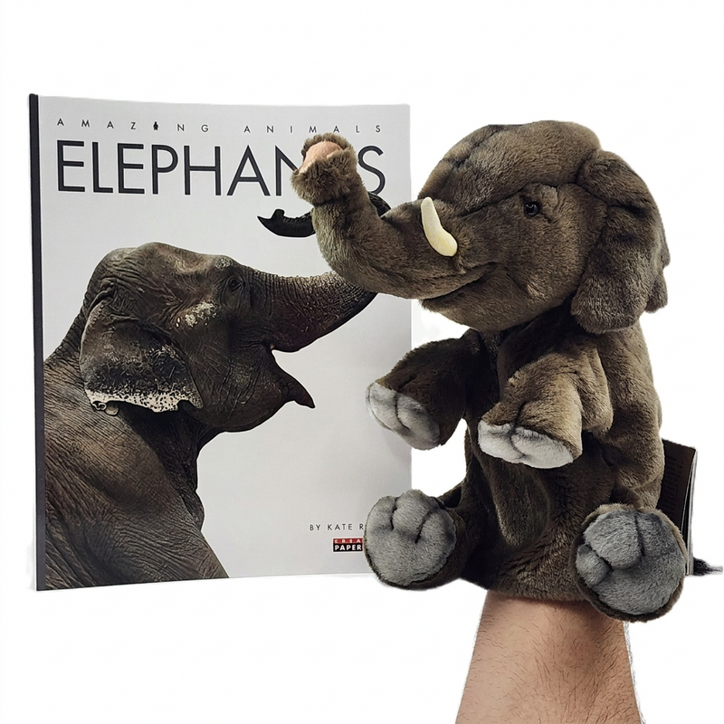 Load image into Gallery viewer, Elephant Hand Puppet Book Set Animal Educational Reading Imaginative Play Hansa