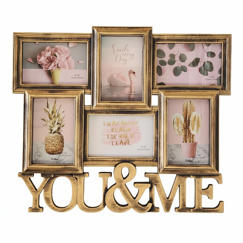 Load image into Gallery viewer, Collage Photo Frame Rustic Bronze glam Wall Hanging for Gallery Wall 6 Openings