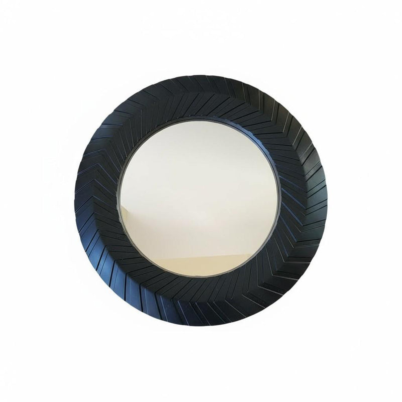 Load image into Gallery viewer, Chevron Black Mirror Set of 3 Round Boho Chic Home Accessory Scandinavian Style