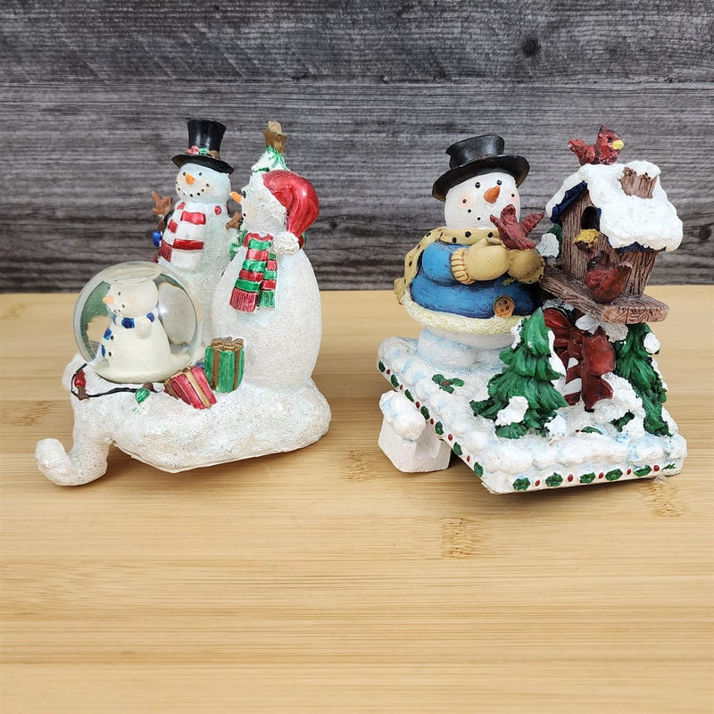 Load image into Gallery viewer, Christmas Stocking Holder Set Snowman Scene Fireplace Mantel Hooks Ceramic