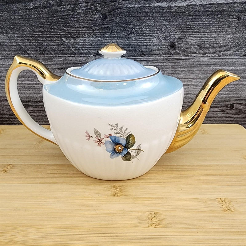 Load image into Gallery viewer, Gibbons Staffordshire England Teapot Blue Floral Gold Accent Porcelain Tea Pot
