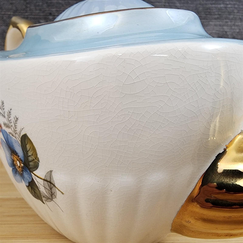 Load image into Gallery viewer, Gibbons Staffordshire England Teapot Blue Floral Gold Accent Porcelain Tea Pot
