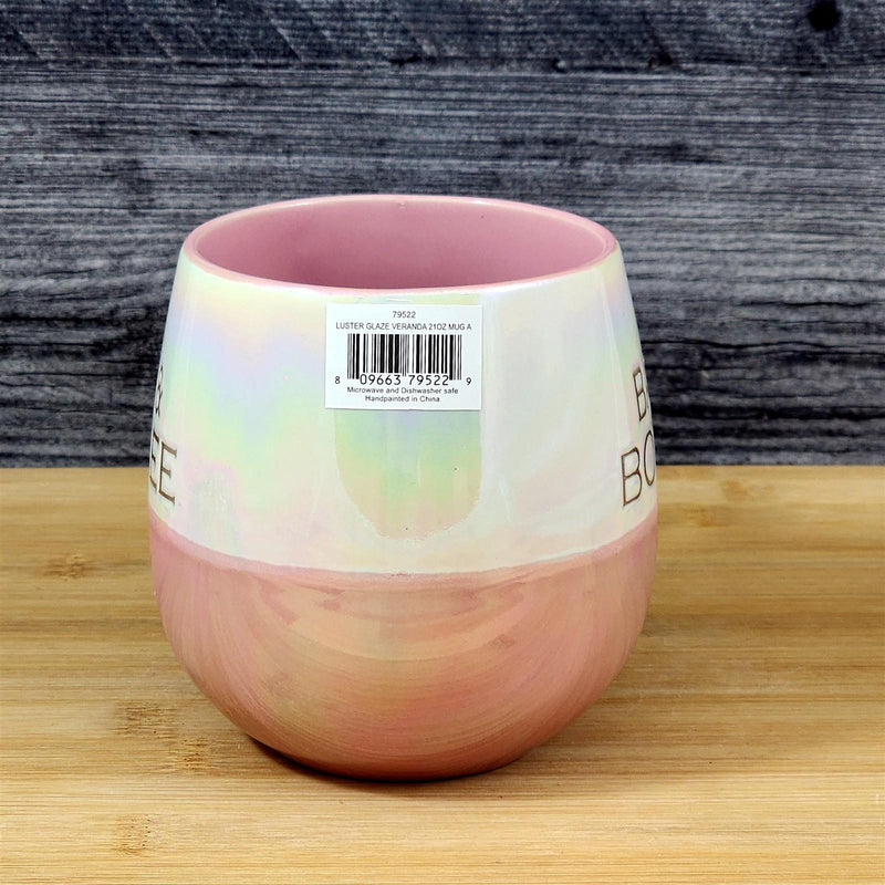 Load image into Gallery viewer, Bad & Boujee Mug Luster Glaze Pink Ceramic Coffee Cup Funny Glam Blue Sky 21oz