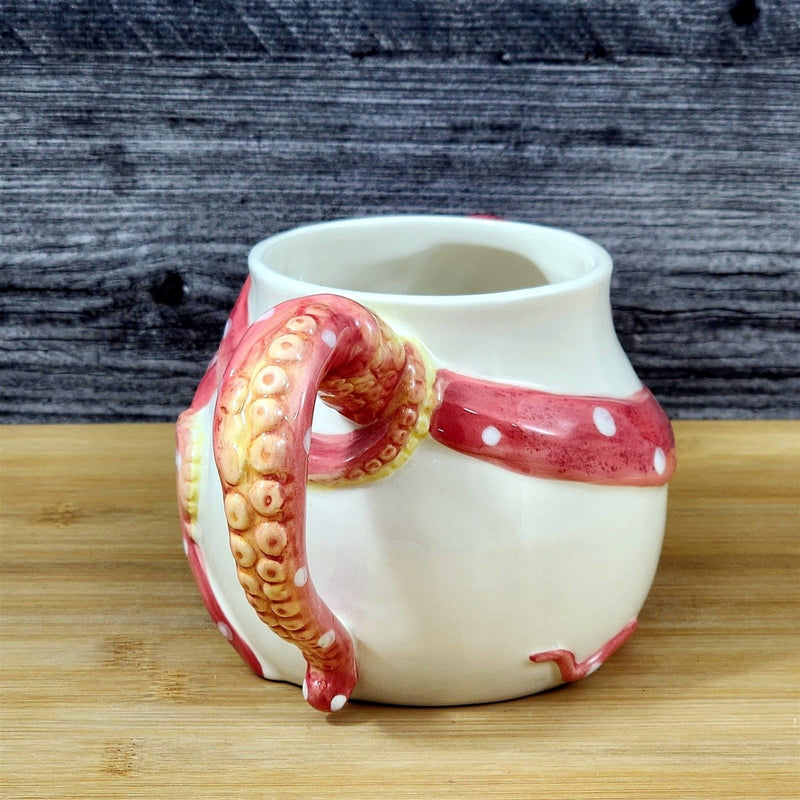 Load image into Gallery viewer, Red Octopus Coffee Mug Ceramic Embossed Tea Cup Ocean Sea Life Blue Sky Goldminc