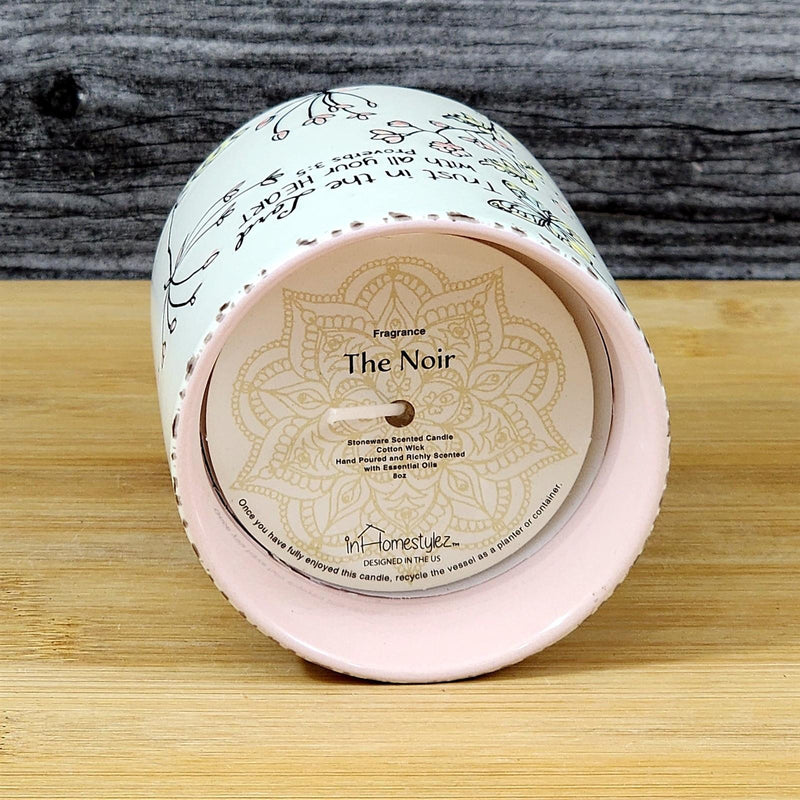 Load image into Gallery viewer, Religious Proverbs 3:5 Floral Ceramic Candle Noir Scent Essential Oils Blue Sky