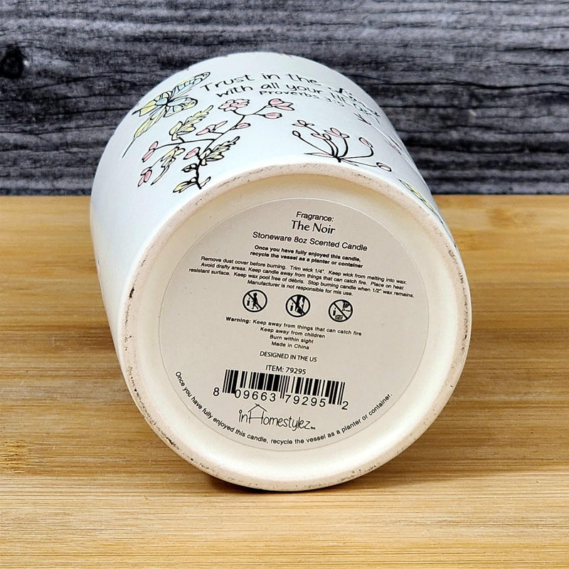 Load image into Gallery viewer, Religious Proverbs 3:5 Floral Ceramic Candle Noir Scent Essential Oils Blue Sky