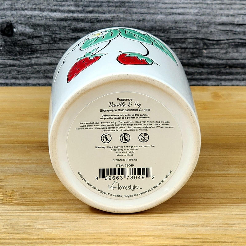 Load image into Gallery viewer, Strawberry Fields Stoneware Candle Vanilla Fig Scent Essential Oils Blue Sky