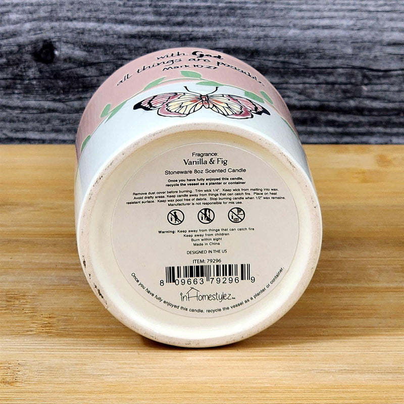 Load image into Gallery viewer, Religious Mark 10:27 Stoneware Candle Vanilla Fig Scent Essential Oils Blue Sky