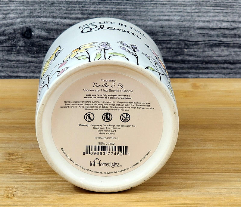 Load image into Gallery viewer, Floral Butterfly Stoneware Candle Vanilla Fig Scented Essential Oils by Blue Sky