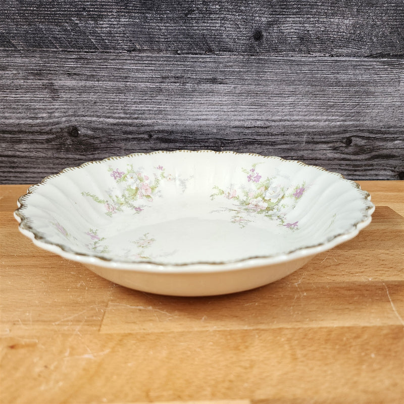 Load image into Gallery viewer, Limoges Floral Coupe Soup Bowls La France USA 22 K Gold Scalloped Edge Trim