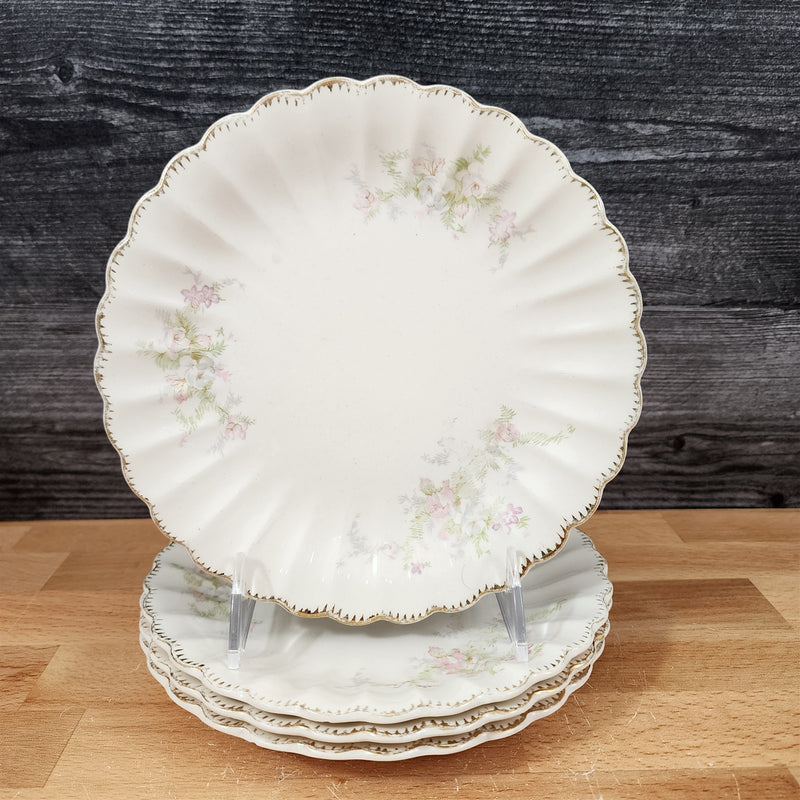 Load image into Gallery viewer, Limoges Floral Salad Plates Set of 4 La France USA 22 K Gold Scalloped Edge Trim