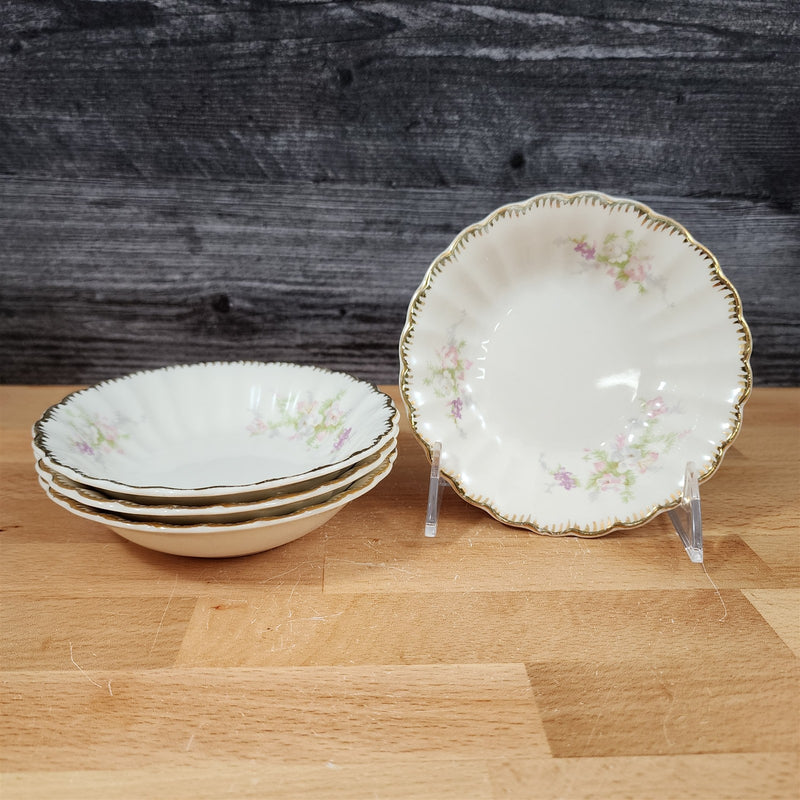 Load image into Gallery viewer, Limoges Floral Sauce Bowls Set of 4 La France USA 22 K Gold Scalloped Edge Trim
