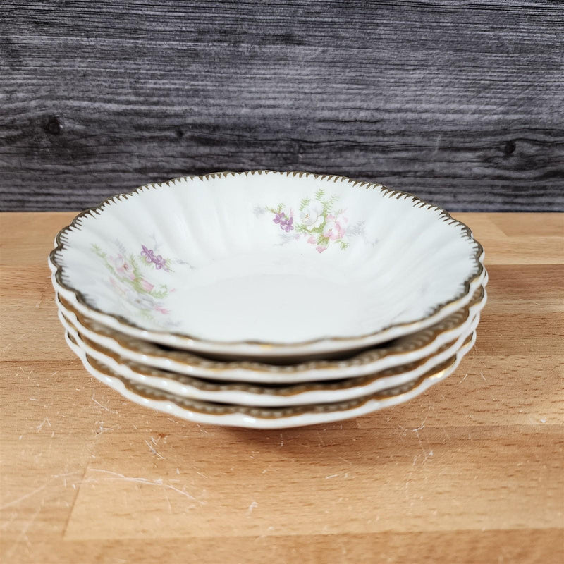 Load image into Gallery viewer, Limoges Floral Sauce Bowls Set of 4 La France USA 22 K Gold Scalloped Edge Trim