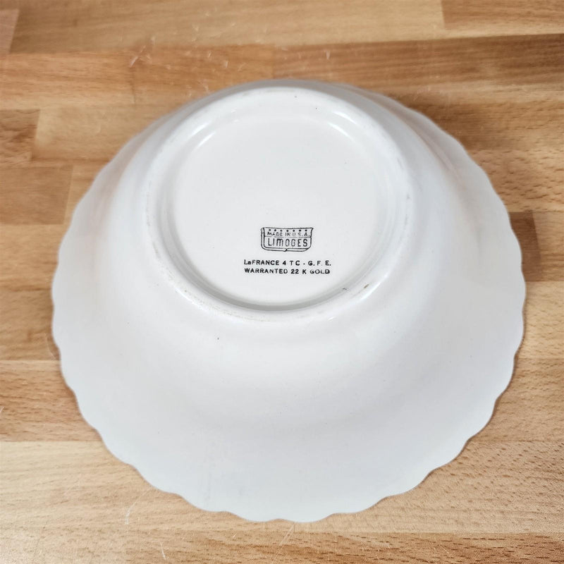 Load image into Gallery viewer, Limoges Floral Vegetable Bowl La France USA 22 K Gold Scalloped Edge Trim