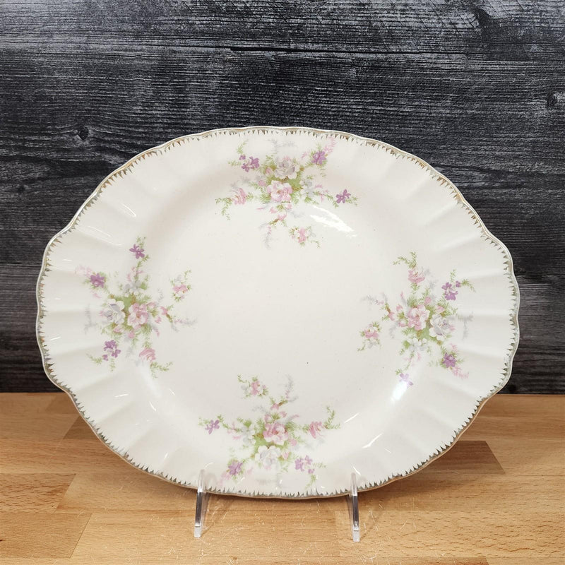 Load image into Gallery viewer, Limoges Floral Oval Platter La France USA 22 K Gold Scalloped Edge Trim