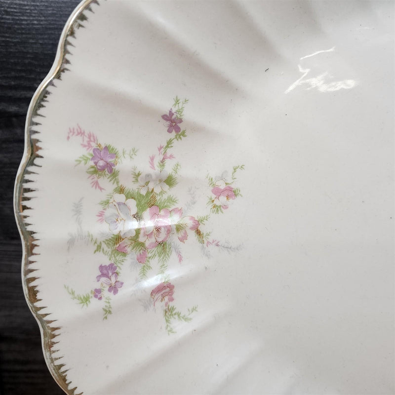 Load image into Gallery viewer, Limoges Floral Oval Platter 15 Inch La France USA 22 K Gold Scalloped Edge Trim