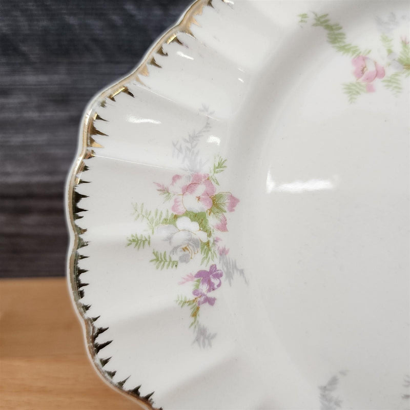 Load image into Gallery viewer, Limoges Floral Gravy Under Plate La France USA 22 K Gold Scalloped Edge Trim