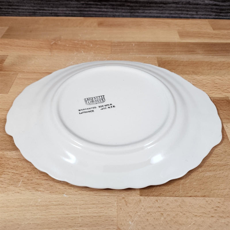 Load image into Gallery viewer, Limoges Floral Gravy Under Plate La France USA 22 K Gold Scalloped Edge Trim