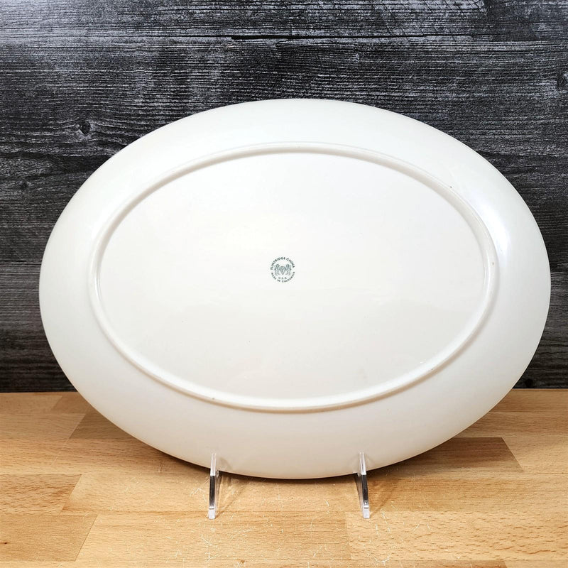Load image into Gallery viewer, Flintridge Avalon Oval Platter Floral Sage Green Gold Trim Ceramic
