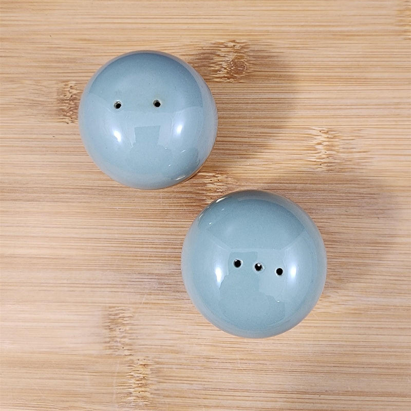 Load image into Gallery viewer, Flintridge Avalon Salt and Pepper Set Floral Sage Green Gold Trim Ceramic