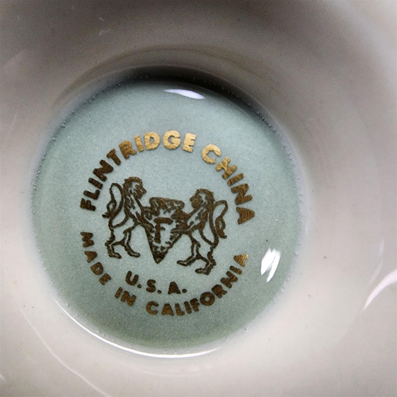 Load image into Gallery viewer, Flintridge Avalon Cup Saucer Set of 4 Floral Sage Green Gold Trim Ceramic
