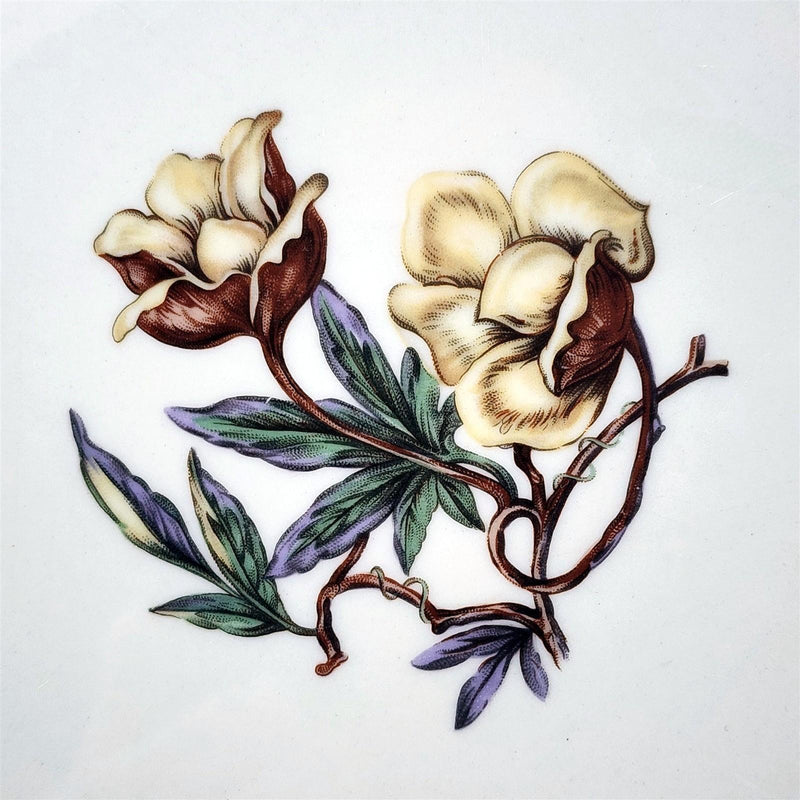 Load image into Gallery viewer, Flintridge Avalon Bread Butter Plate 4 Set Floral Sage Green Gold Trim Ceramic