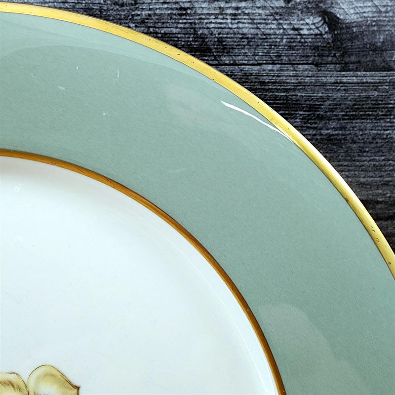 Load image into Gallery viewer, Flintridge Avalon Salad Plate Set of 4 Floral Sage Green and Gold Trim Ceramic
