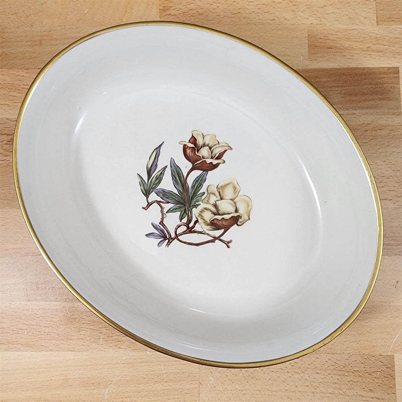 Load image into Gallery viewer, Flintridge Avalon Oval Vegetable Bowl loral Sage Green Gold Trim Ceramic